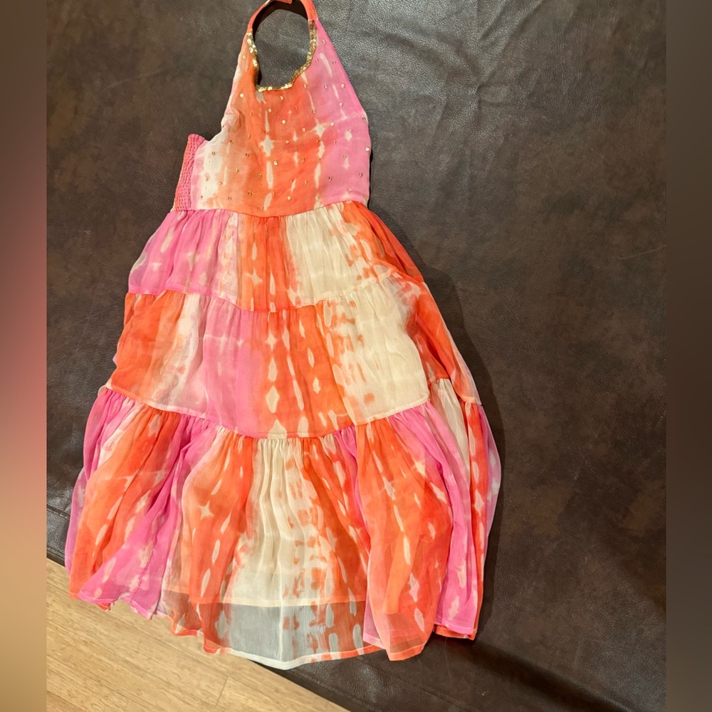 Wild and Gorgeous Colorful Tiered Halter Dress. Size 6-7